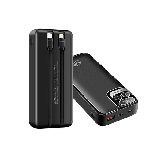 Batterie externe 20000mAh écran digital avec câbles intégrés
