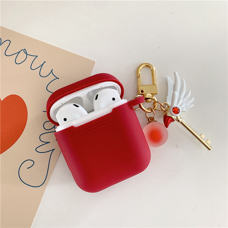 Housse de protection en silicone pour AirPods avec porte-clés