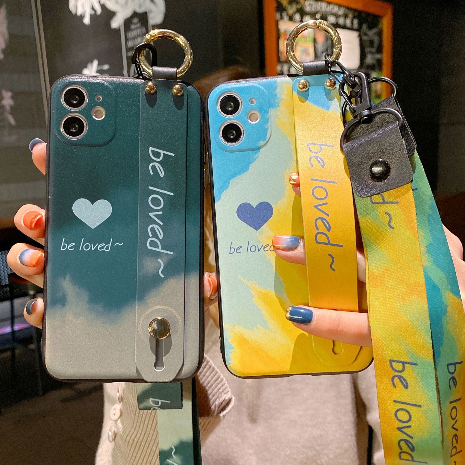Coque aquarelle avec dragonne et support bague pour téléphone - photo 3
