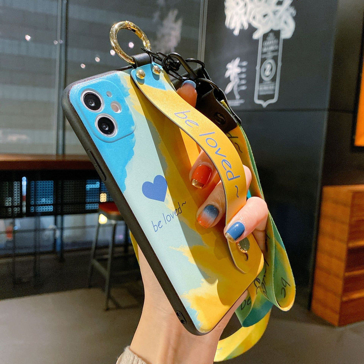 Coque aquarelle avec dragonne et support bague pour téléphone - photo 2