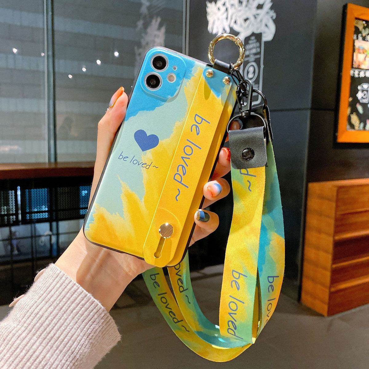 Coque aquarelle avec dragonne et support bague pour téléphone - photo 5