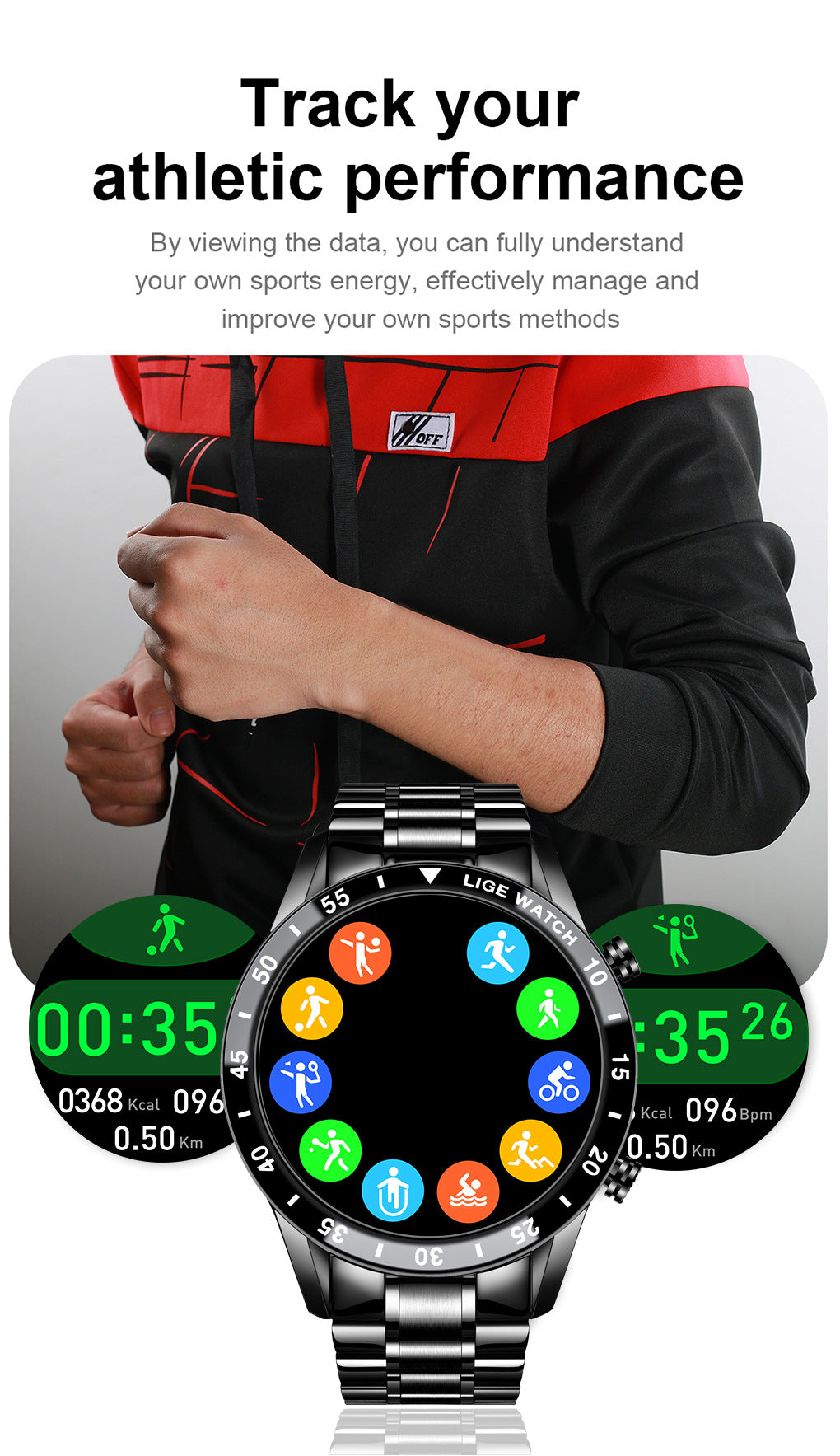 Montre connectée Lige avec appel Bluetooth - photo 7