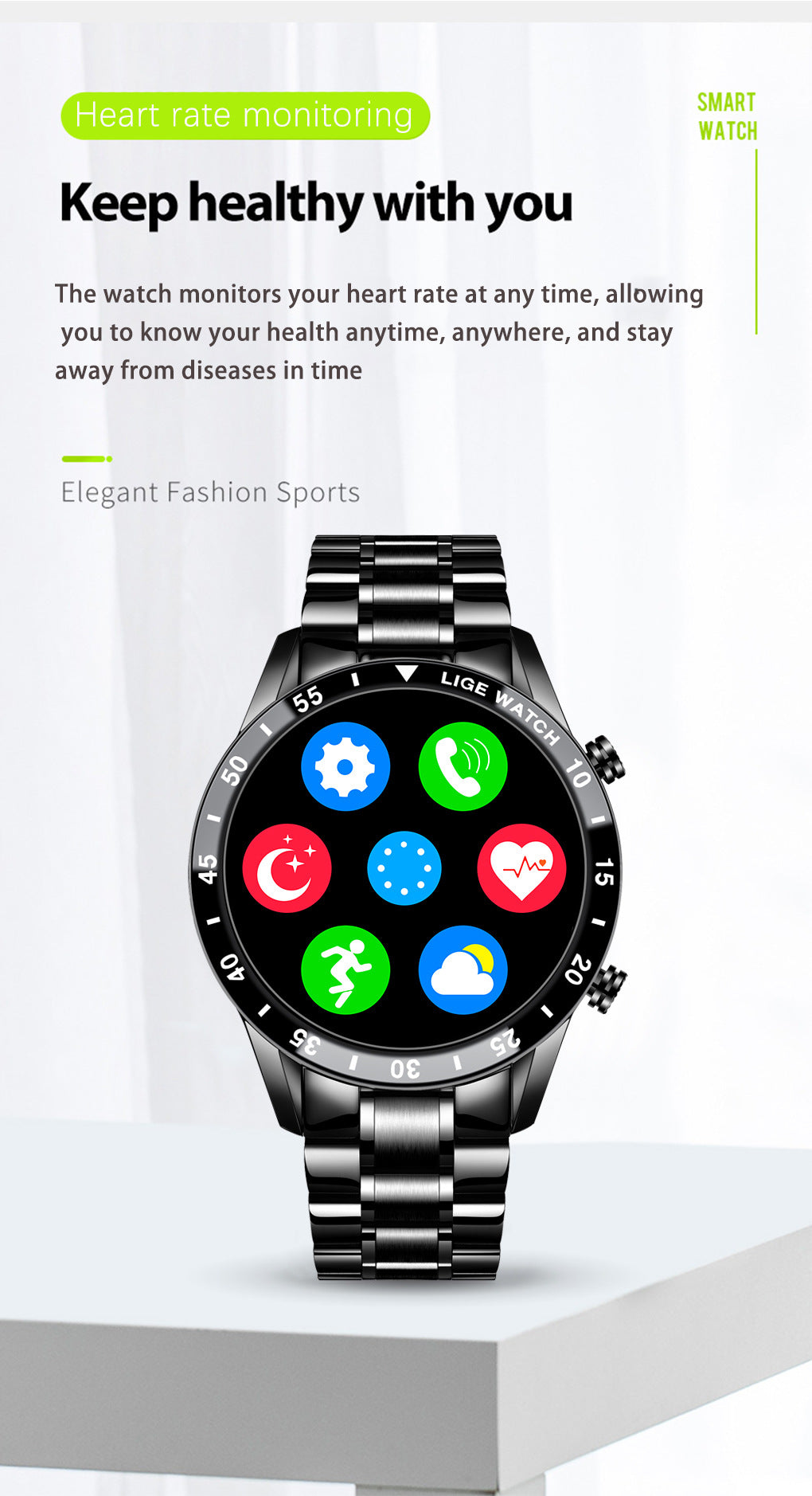 Montre connectée Lige avec appel Bluetooth - photo 9