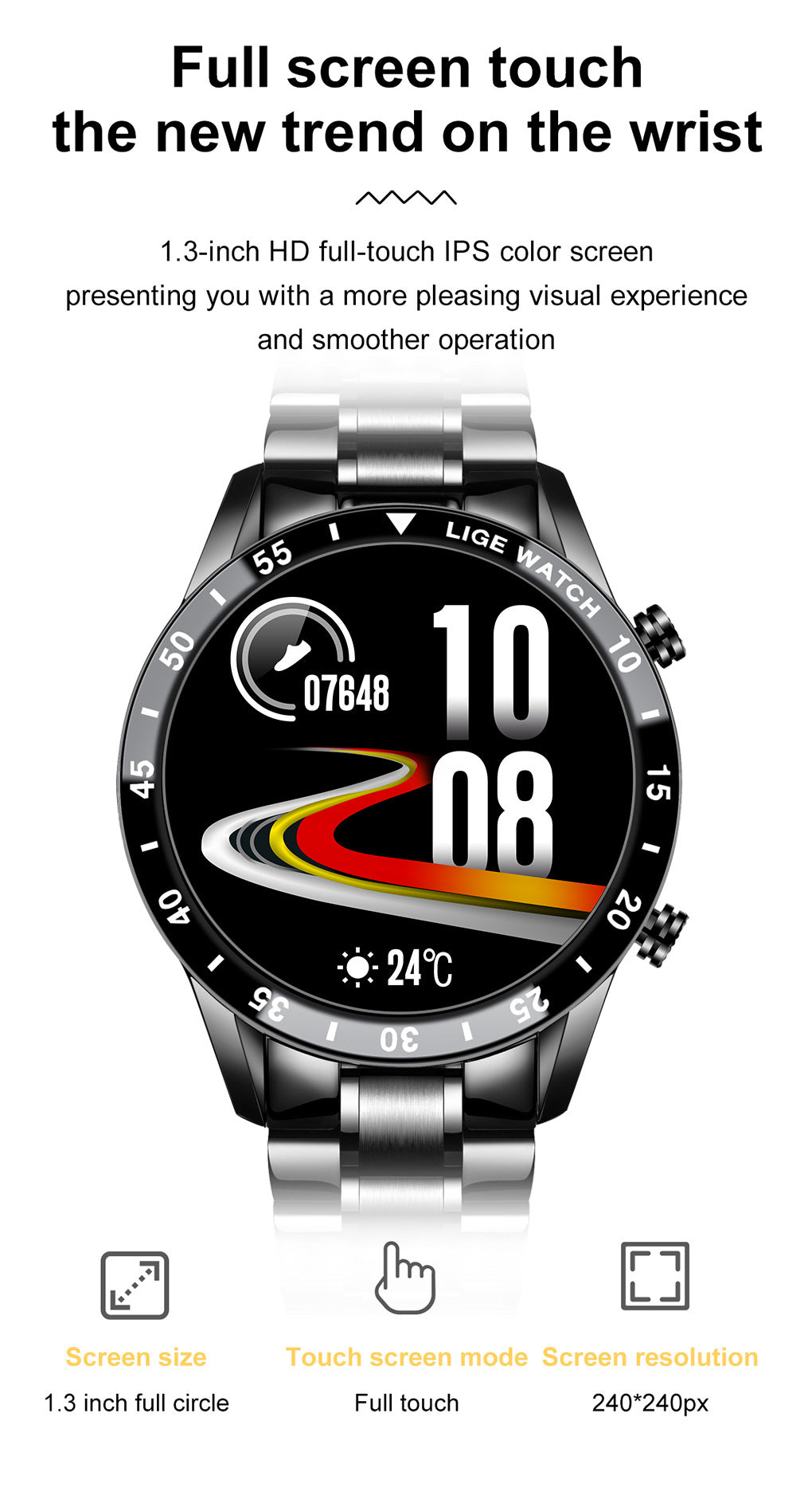 Montre connectée Lige avec appel Bluetooth - photo 5
