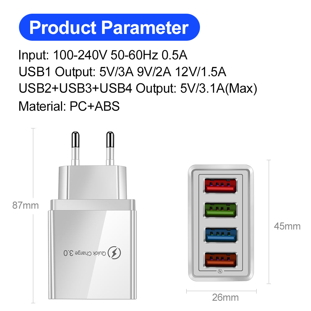 Chargeur secteur USB 4 ports charge rapide - photo 4
