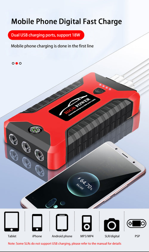 Batterie de démarrage voiture avec lumière SOS et charge téléphone